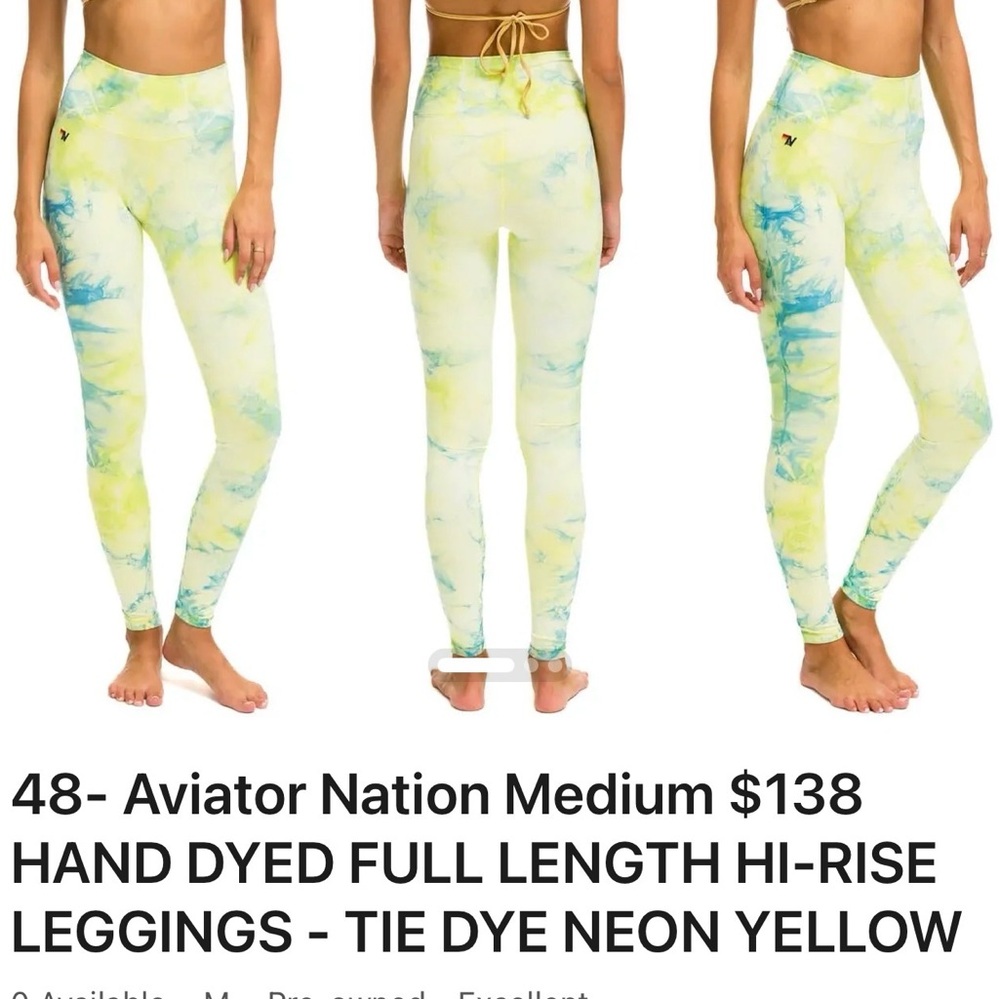 Aviator Nation Neon Yellow Tie Dye Leggings